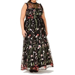 City Studio Black Maxi embroidery Dress